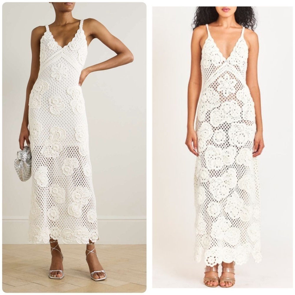 LOVESHACKFANCY Rohesia Appliquéd Crochet Dress